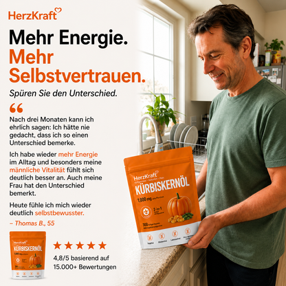 HerzKraft® Kürbiskernöl + Sägepalme Softgel-Kapseln